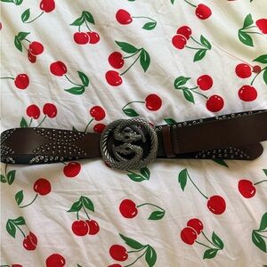 Brown Studded Belt with Silver Buckle